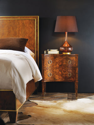 Two Drawer Concave Burl Cabinet  | Modern History - MH477F01