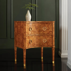 Two Drawer Concave Cabinet - Olive Ashe Burl | Modern History - MH477F02
