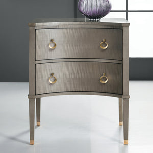 Concave Bedside Chest - Grey Sycamore  | Modern History - MH952F02
