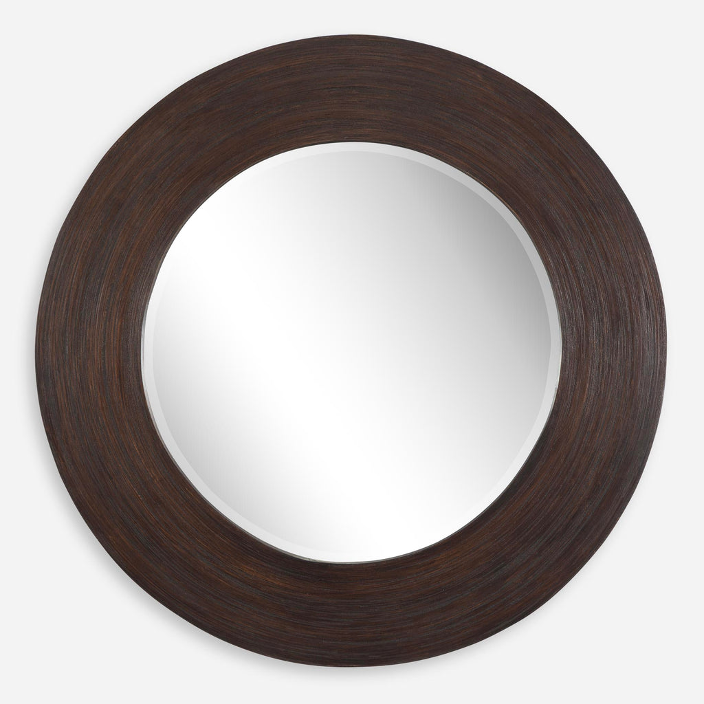 Uttermost Dutton Dark Walnut Round Mirror - 08178