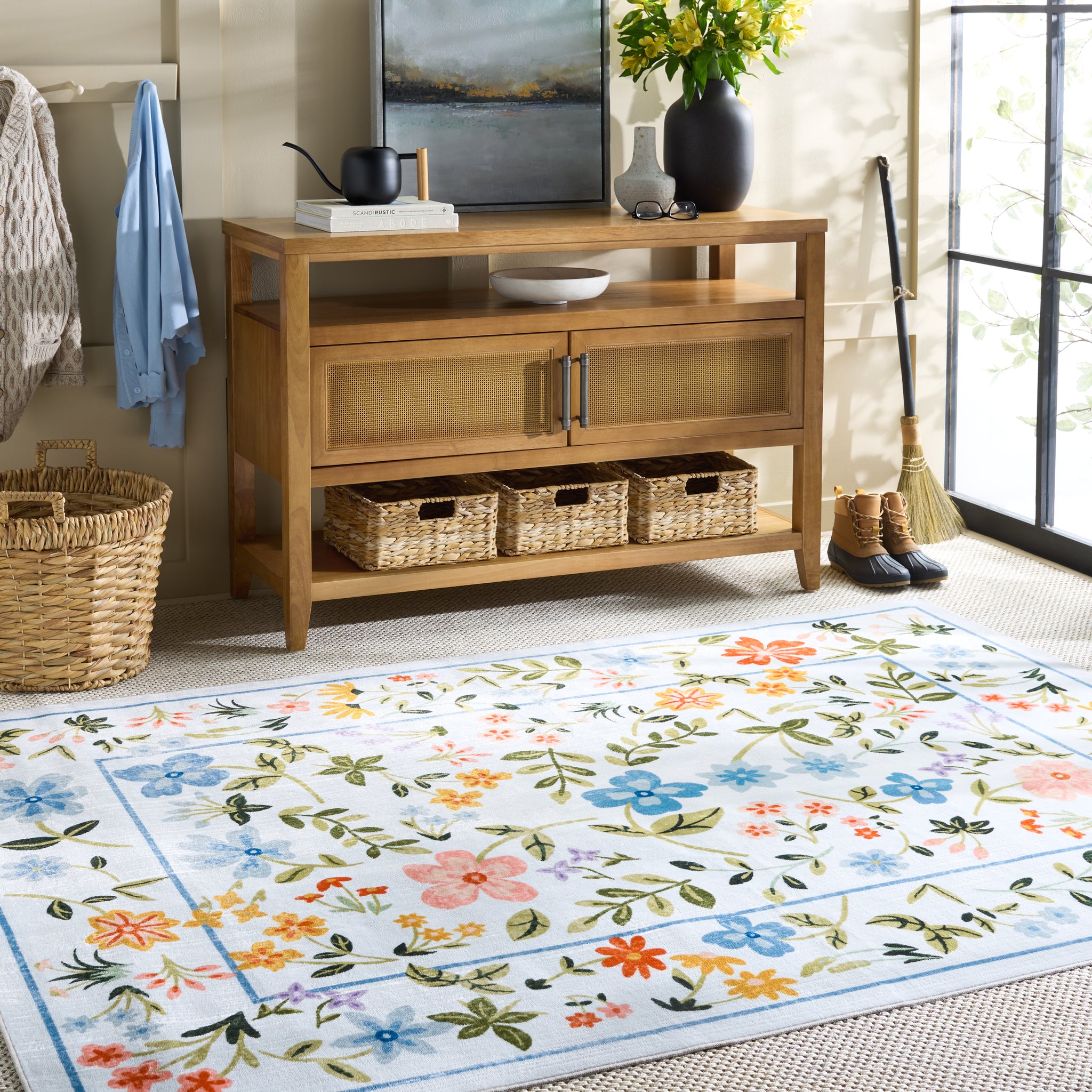 Floral Machine Washable 190 Rug | Martha Stewart – MSRW190