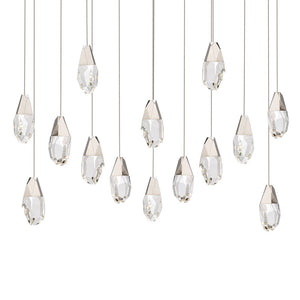 Martini 14 Multi-Light Pendant (Linear Canopy) in Polished Nickel with Optic Haze Quartz | Schonbek - BPD20214LOH-PN