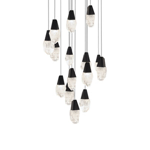 Martini 15 Multi-Light Pendant (Round Canopy) in Black with Clear Optic Crystal | Schonbek - BPD20215OH-BK