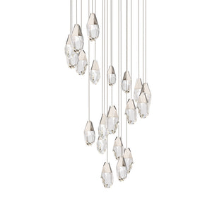 Martini 21 Multi-Light Pendant (Round Canopy) in Polished Nickel with Optic Haze Quartz | Schonbek - BPD20221O-PN