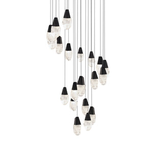 Martini 21 Multi-Light Pendant (Round Canopy) in Black with Optic Haze Quartz | Schonbek - BPD20221O-BK