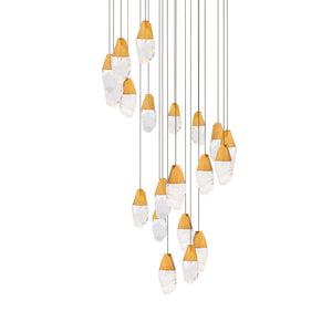 Martini 21 Multi-Light Pendant (Round Canopy) in Aged Brass with Optic Crystal | Schonbek - BPD20221O-AB