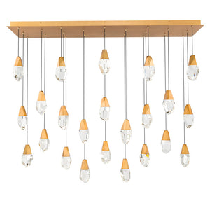 Martini 23 Multi-Light Pendant (Linear Canopy) in Aged Brass with Optic Haze Quartz | Schonbek - BPD20223LOH-AB