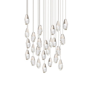 Martini 14 Multi-Light Pendant (Linear Canopy) in Polished Nickel with Clear Optic Crystal | Schonbek - BPD20214LO-PN