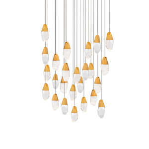 Martini 25 Multi-Light Pendant (Square Canopy) in Aged Brass with Clear Optic Crystal | Schonbek - BPD20225SO-AB