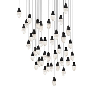 Martini 41 Multi-Light Pendant (Square Canopy) in Black with Optic Haze Quartz | Schonbek - BPD20241SOH-BK