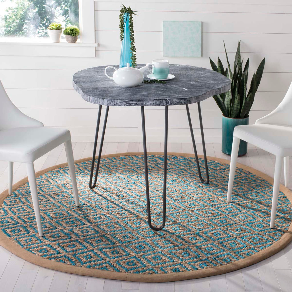 Safavieh Natural Fiber Rug Collection NF266C - Turquoise / Natural