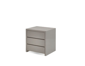 BLANCHE Night Table 3-Drawer Stone High Gloss / Soft Closing Drawers | Mobital - NI3-BLAN-STON-