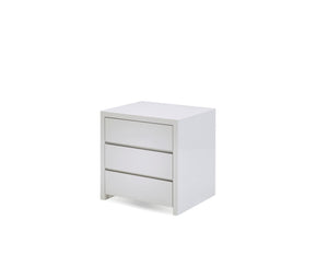 BLANCHE Night Table 3-Drawer White High Gloss / Soft Closing Drawers | Mobital - NI3-BLAN-WHIT-