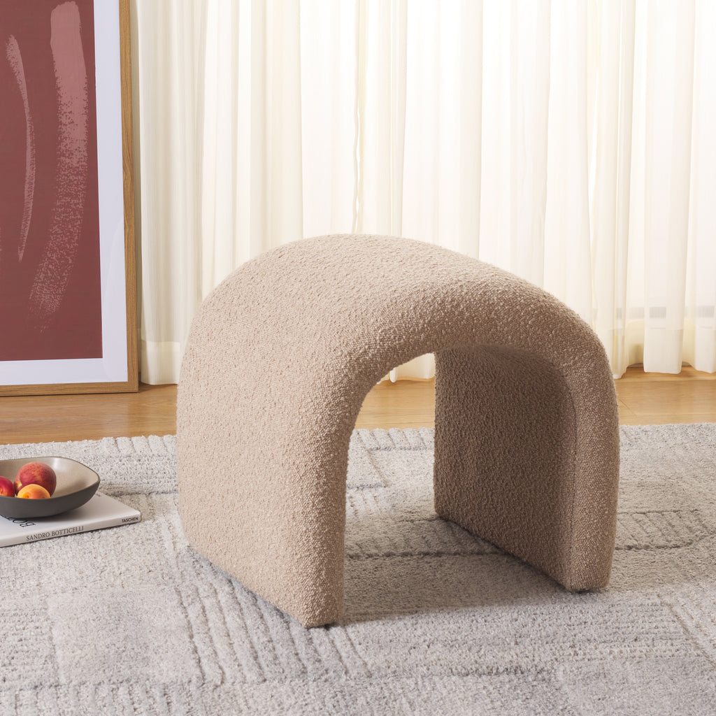 Kibo Ottoman | Safavieh - OTT1300 - Tan Boucle