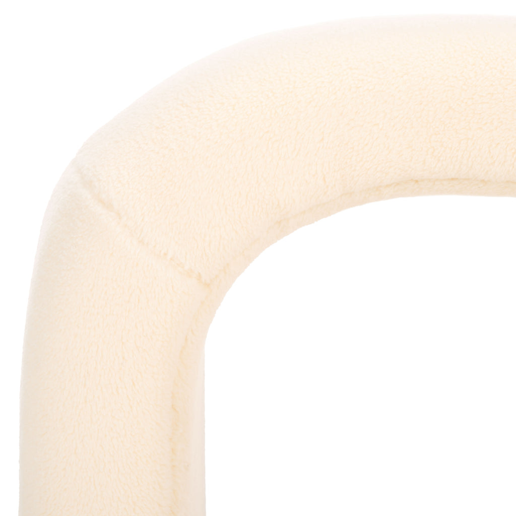 Kibo Ottoman | Safavieh - OTT1300 - Cream Faux Shearling