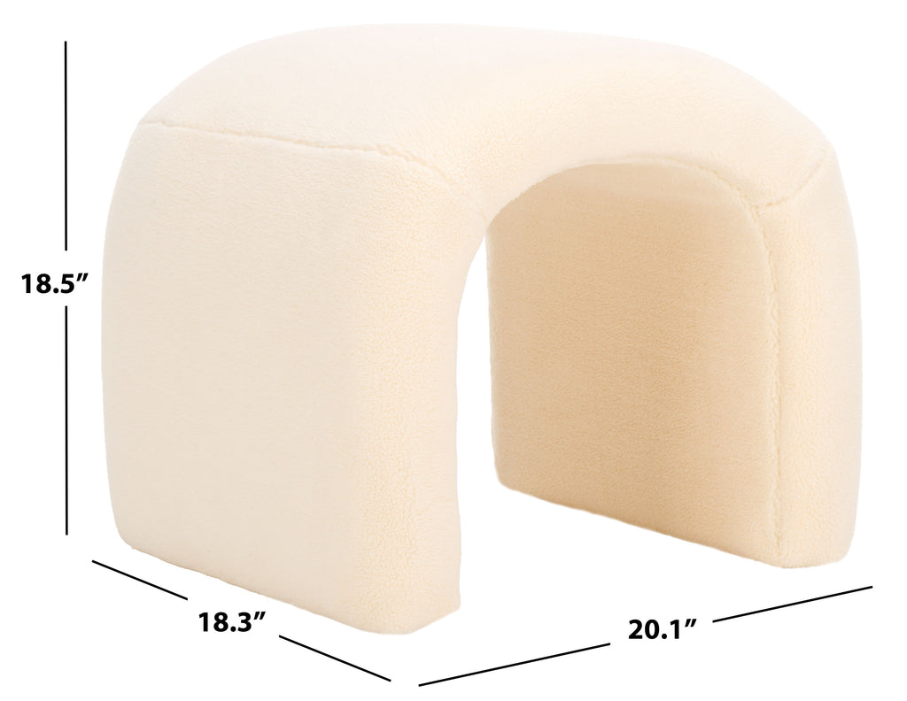 Kibo Ottoman | Safavieh - OTT1300 - Cream Faux Shearling