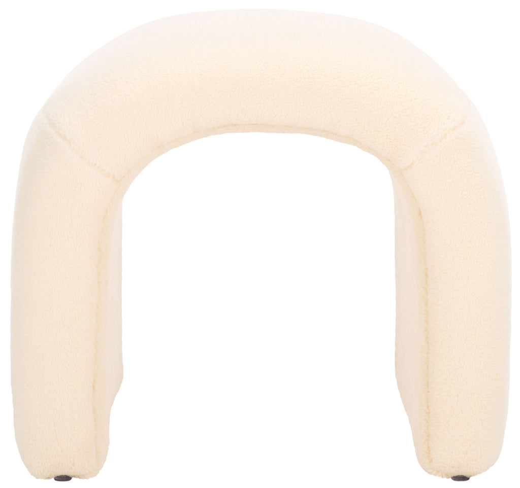 Kibo Ottoman | Safavieh - OTT1300 - Cream Faux Shearling