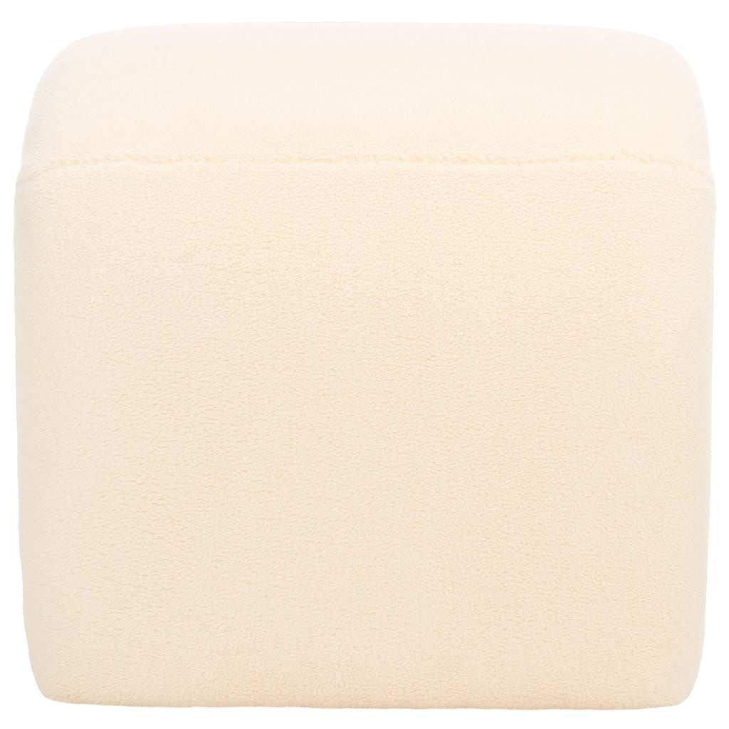 Kibo Ottoman | Safavieh - OTT1300 - Cream Faux Shearling