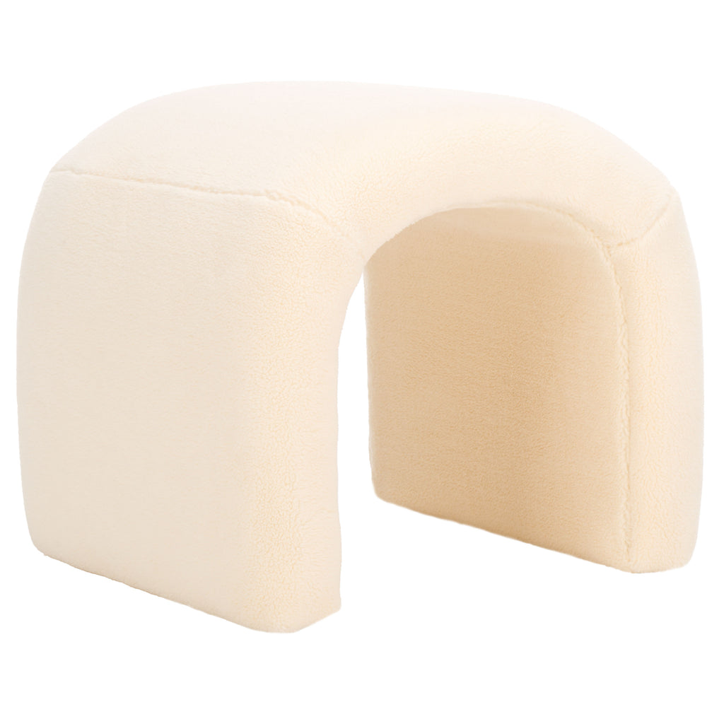 Kibo Ottoman | Safavieh - OTT1300 - Cream Faux Shearling