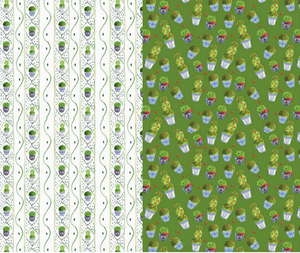 Reversible Green Topiary and Green Boxwood Gift Wrap