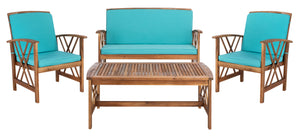 Safavieh Fontana 4 Piece Outdoor Set - Natural / Aqua