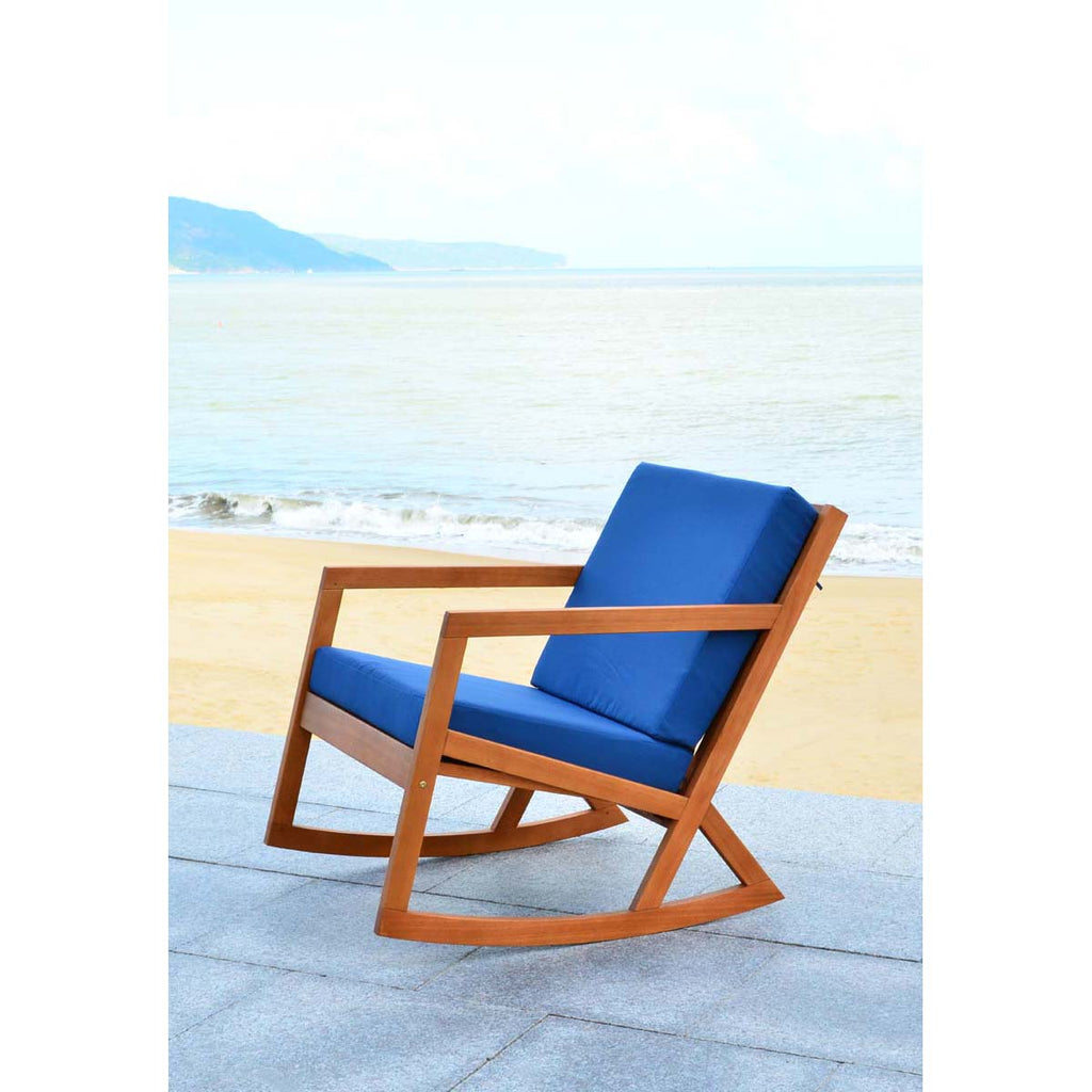 Safavieh Vernon Rocking Chair , PAT7013 - Natural / Royal Blue