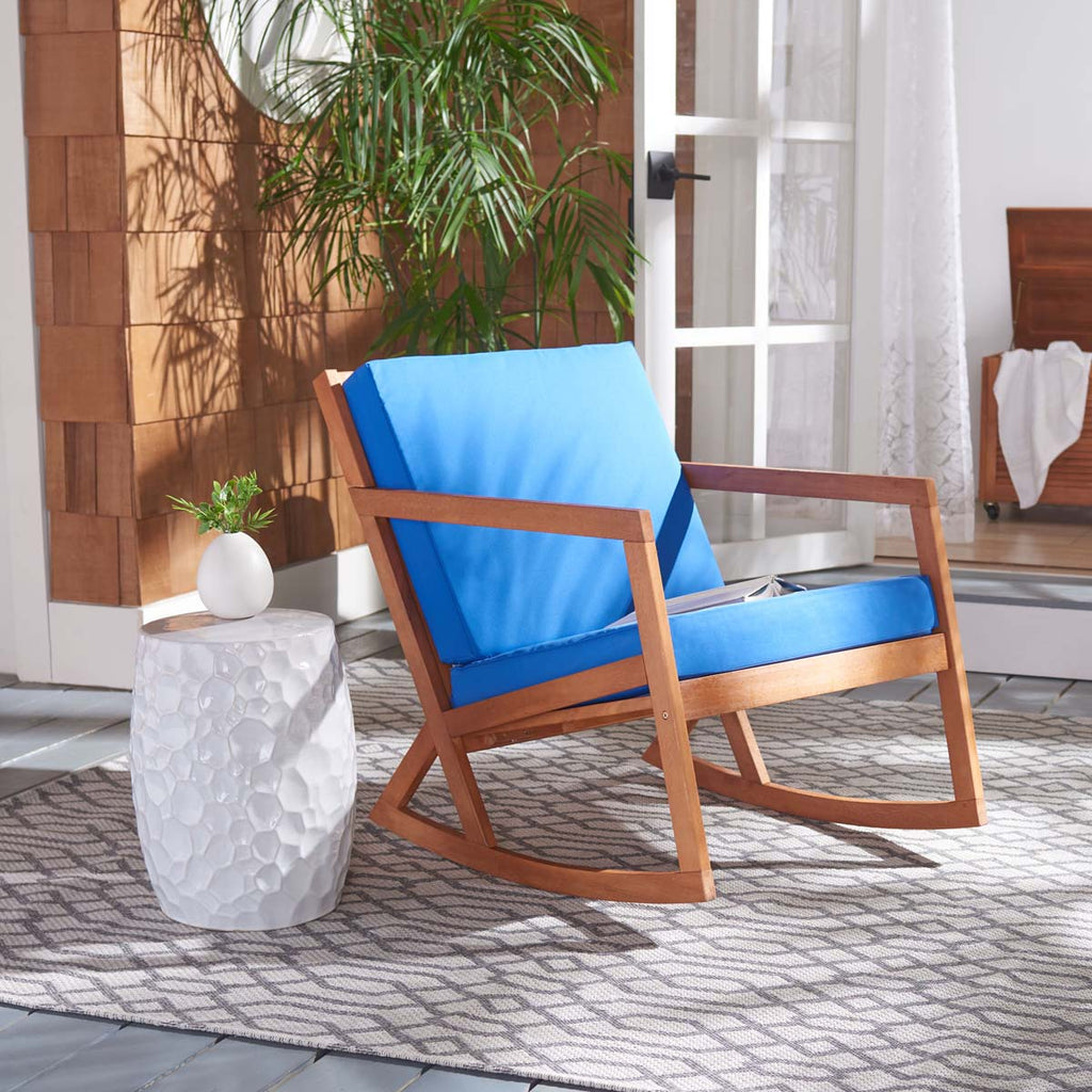 Safavieh Vernon Rocking Chair , PAT7013 - Natural / Royal Blue