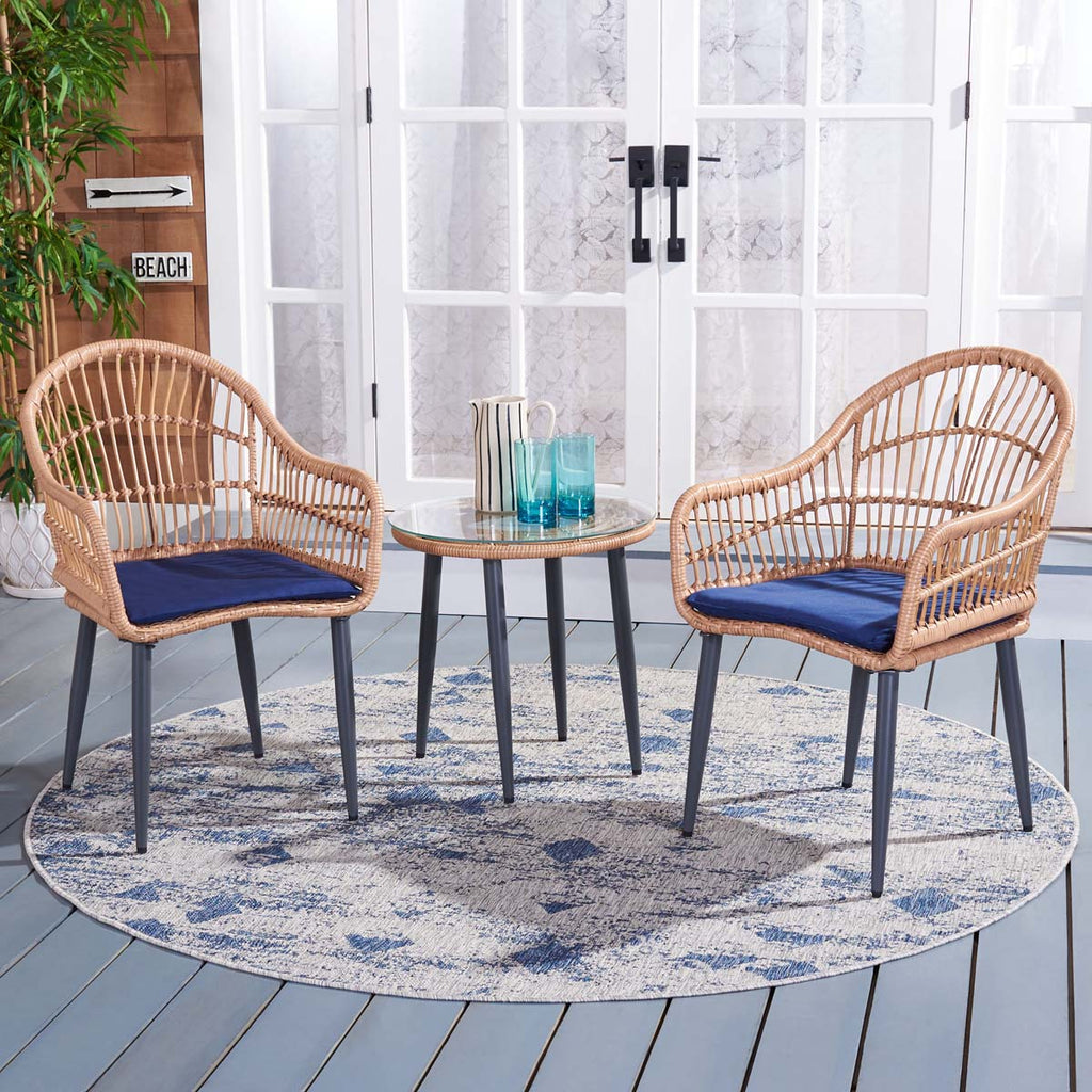 Safavieh Berlen 3Pc Lounger Set - Natural / Navy