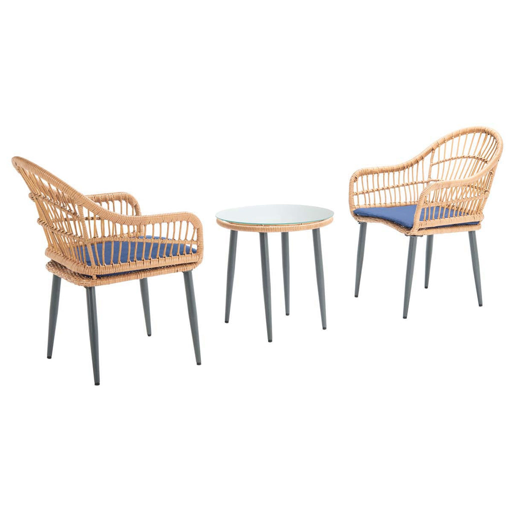 Safavieh Berlen 3Pc Lounger Set - Natural / Navy