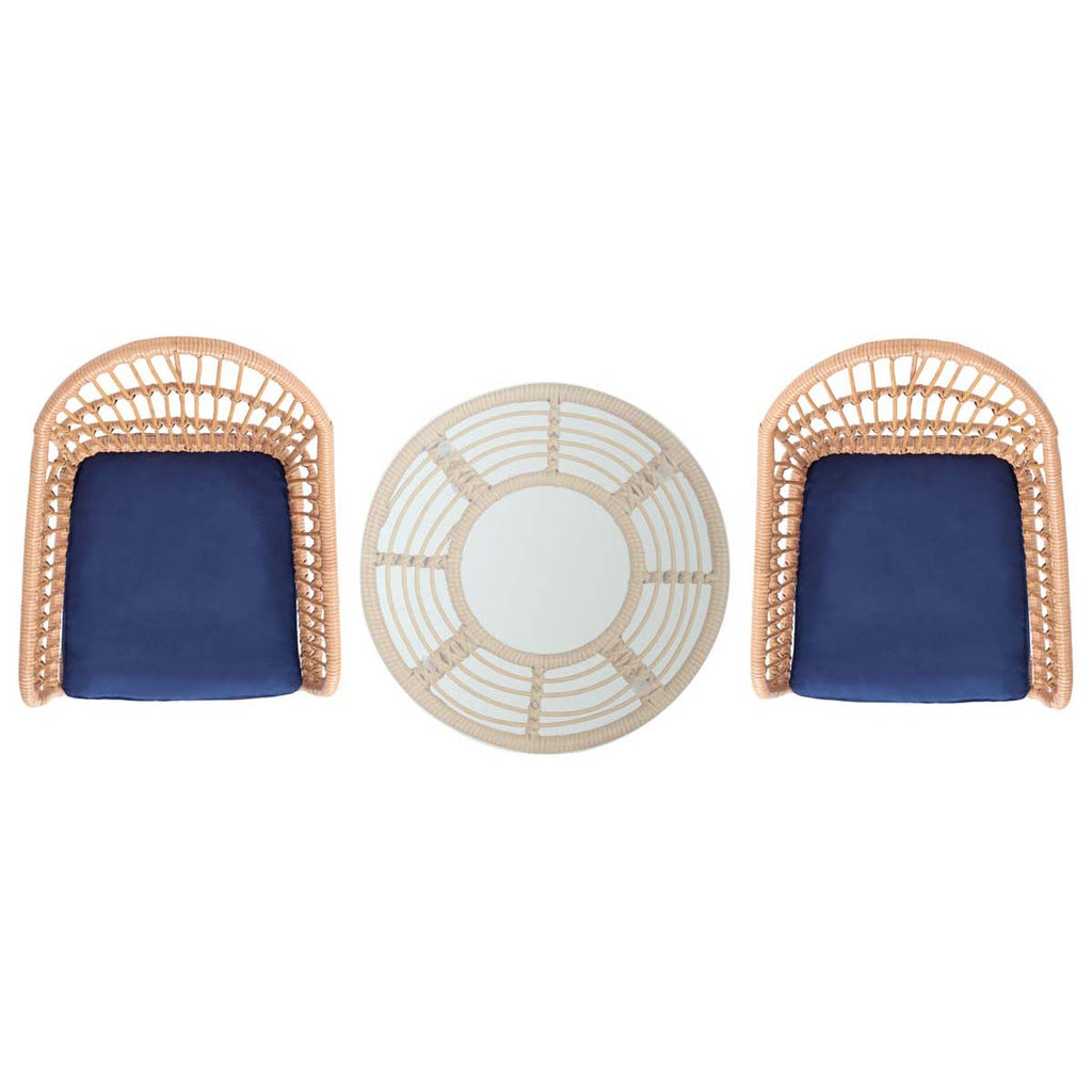 Safavieh Berlen 3Pc Lounger Set - Natural / Navy