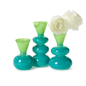 Set of 3 Aqua/Verde Glass Vases | Tozai Home - PEH028-S3