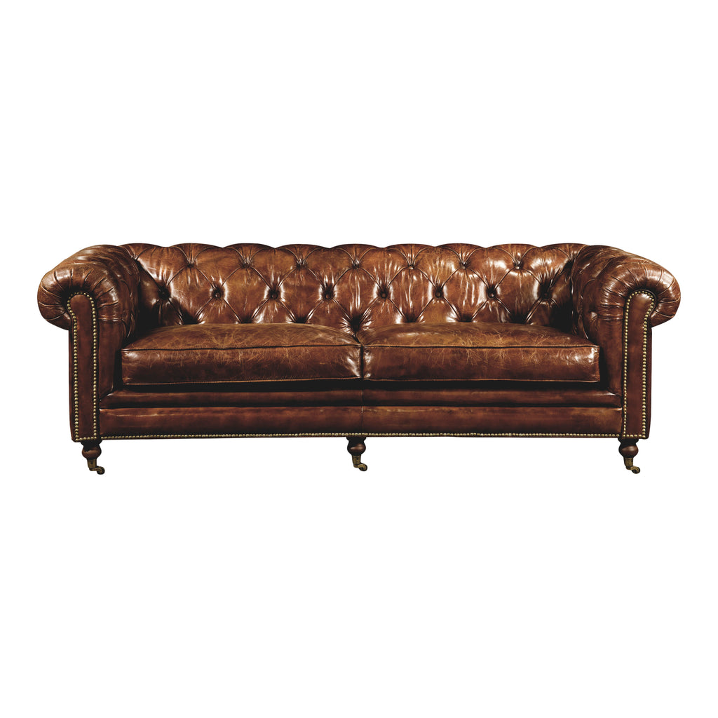 Birmingham Sofa Dark Brown Leather | Moe's Furniture - PK-1007-20
