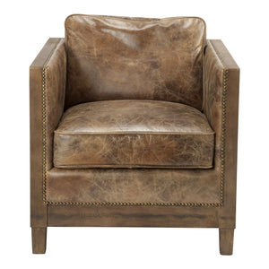 Darlington Club Chair Grazed Brown Leather | Moe's Home Collection - PK-1030-03