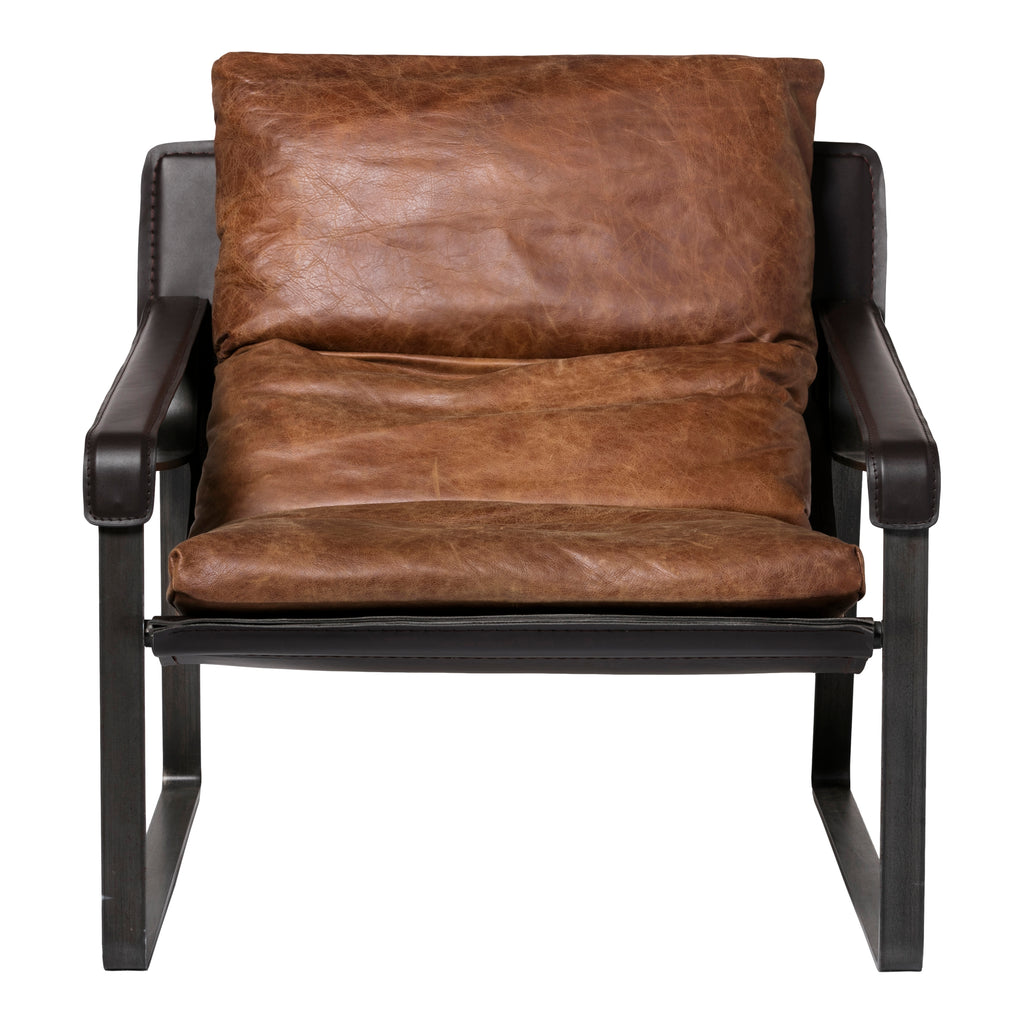 Connor Club Chair Open Road Brown Leather | Moe's Furniture - PK-1044-14
