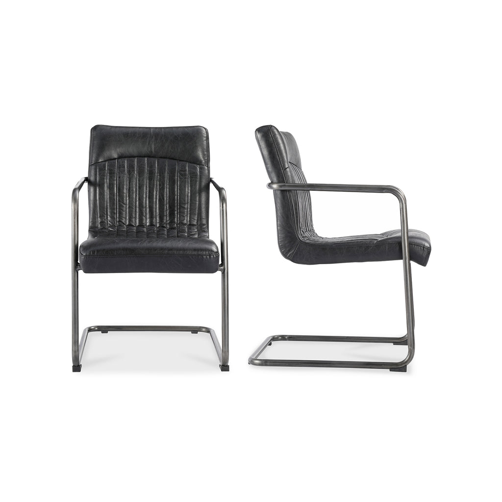 Ansel Arm Chair Onyx Black Leather -Set Of Two | Moe's Furniture - PK-1052-02