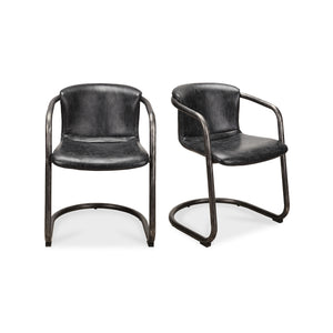 Freeman Dining Chair Onyx Black Leather -Set Of Two | Moe's Home Collection - PK-1059-02