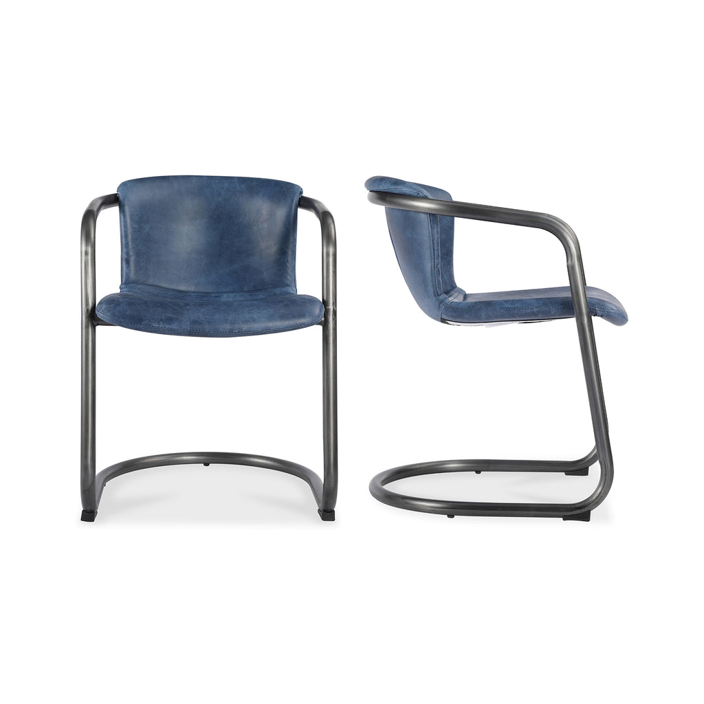 Freeman Dining Chair Kaiso Blue Leather -Set Of Two | Moe's Furniture - PK-1059-19