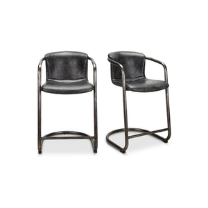 Freeman Counter Stool Onyx Black Leather -Set Of Two | Moe's Home Collection - PK-1061-02