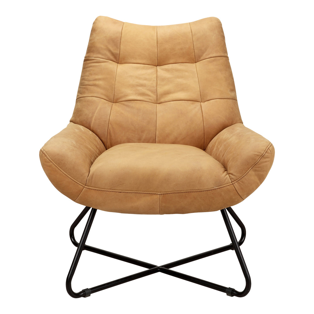 Graduate Lounge Chair Sunbaked Tan Leather | Moe's Furniture - PK-1063-40