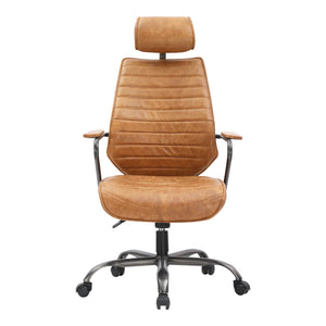 Executive Swivel Office Chair Cigare Tan Leather | Moe's Home Collection - PK-1081-23