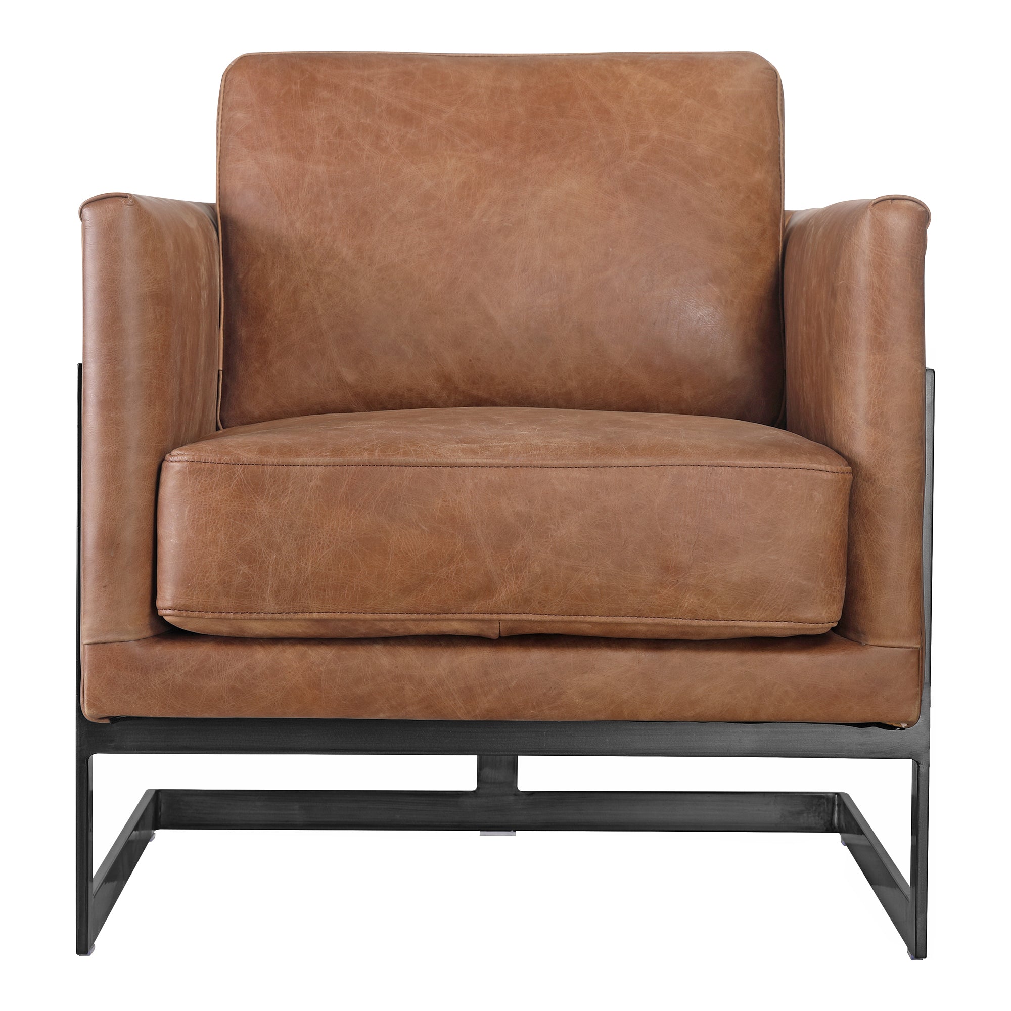 Luxley Club Chair Open Road Brown Leather Moe's Furniture PK-1082-