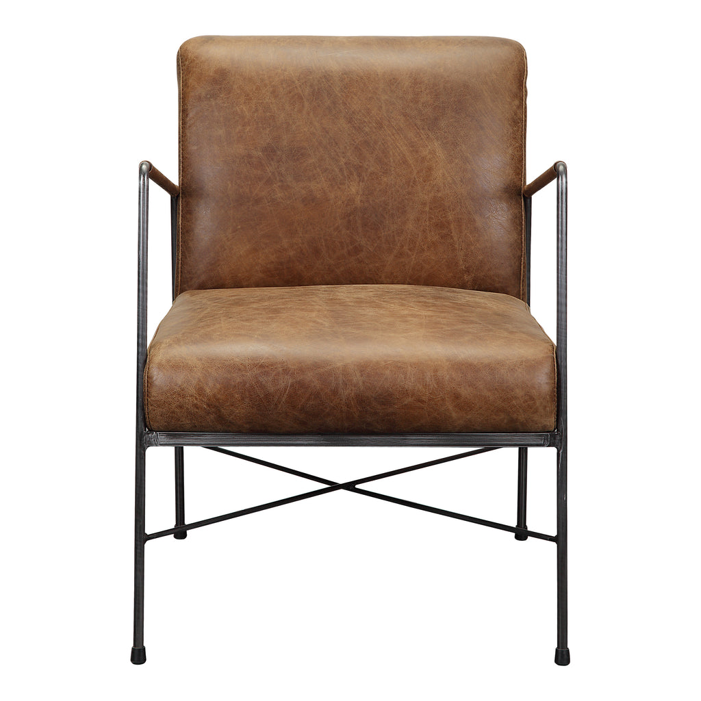 Dagwood Leather Arm Chair Open Road Brown Leather | Moe's Furniture - PK-1089-14
