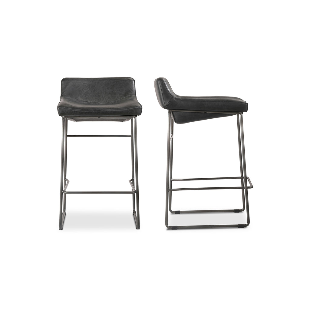 Starlet Counter Stool Onyx Black Leather -Set Of Two | Moe's Furniture - PK-1106-02
