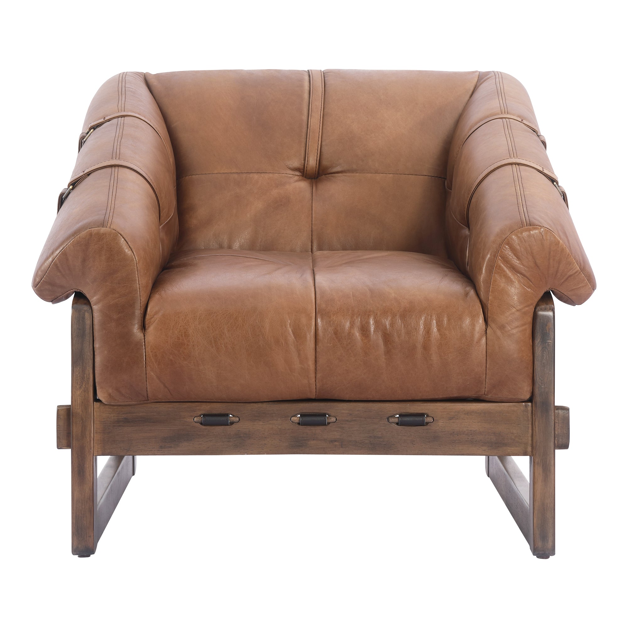 Bellos Accent Chair Open Road Brown Leather Moe's Furniture PK-111