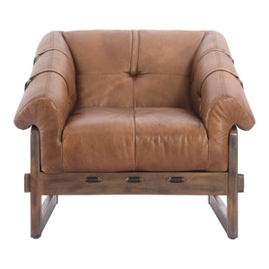 Bellos Accent Chair Open Road Brown Leather | Moe's Home Collection - PK-1112-14