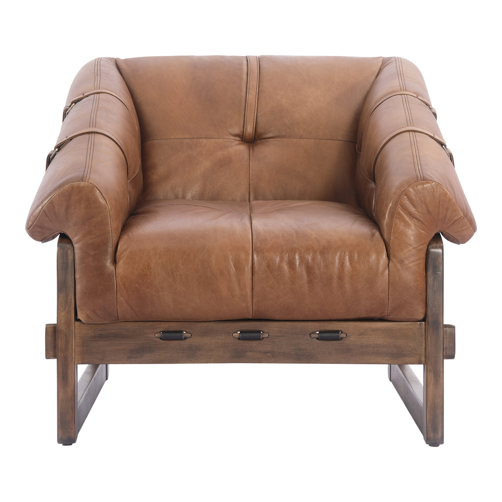 Bellos Accent Chair Open Road Brown Leather | Moe's Furniture - PK-1112-14