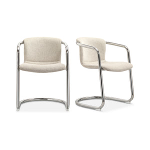 Freeman Chrome Frame Dining Chair Blended Cream-Set Of Two | Moe's Home Collection - PK-1114-37