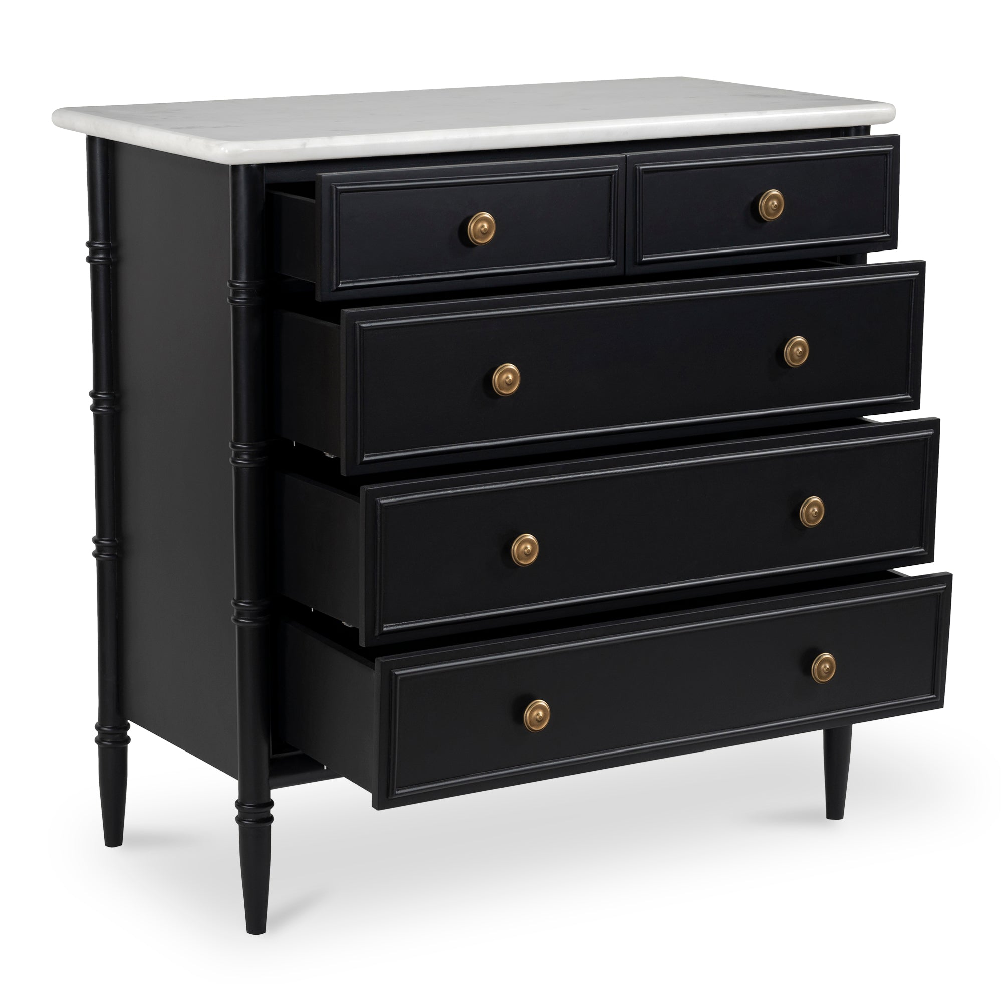 black dresser marble top Eleanor - 5 Drawer Chest front drawers with natural Ladivine KV1132 Women's Dress high-waist pants Color:Dark Denim Print