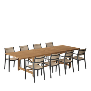 Amazonia Porto Coralina 9-Piece Outdoor Dining Set | International Home Miami - LEYLOT_8_ARU BK
