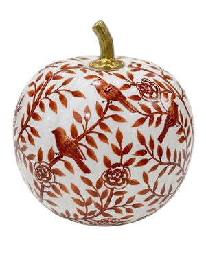 Rusty Red Bird & Vine Pumpkin